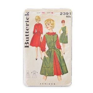 VTG 60s Fit & Flare Dress Jumper Sewing Pattern Butterick 2391 Bust 34 Size 14